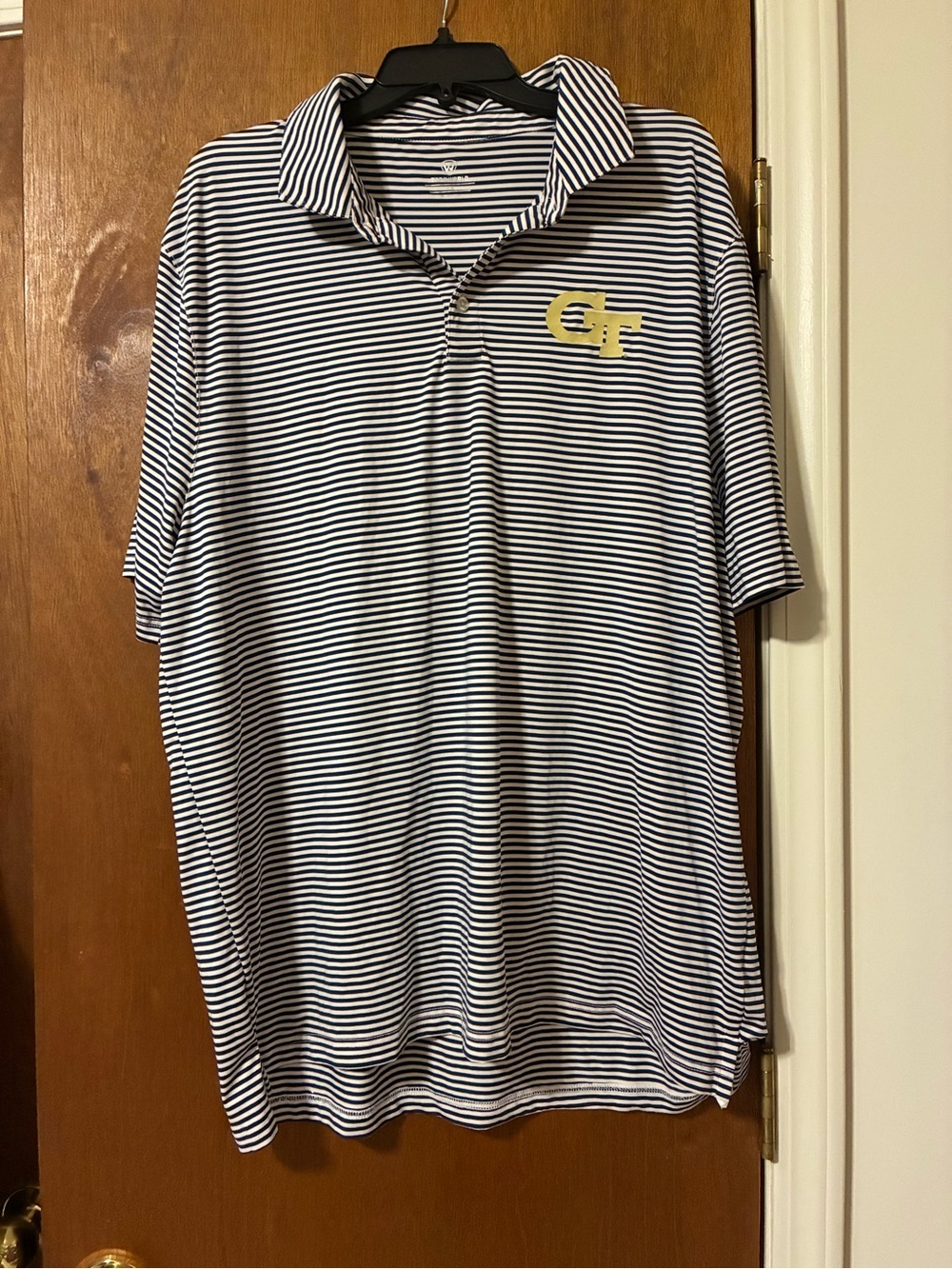 GEORGIA TECH Top of the World Navy and White Striped Shirt with GT logo